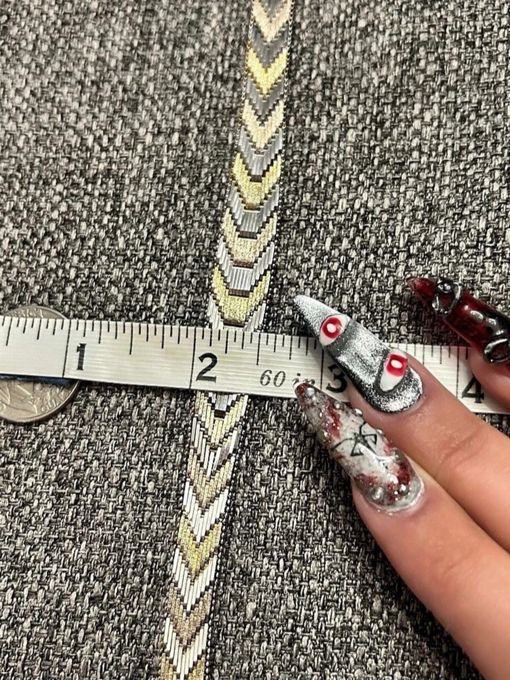 Milor Sterling Silver 925 Italy Tri Color Vermeil Chevron Bracelet - Picture 9 of 10